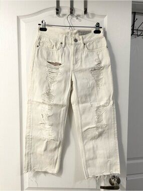 All Saints Women’s Jeans White Size 26 distressed straight leg Festival Western